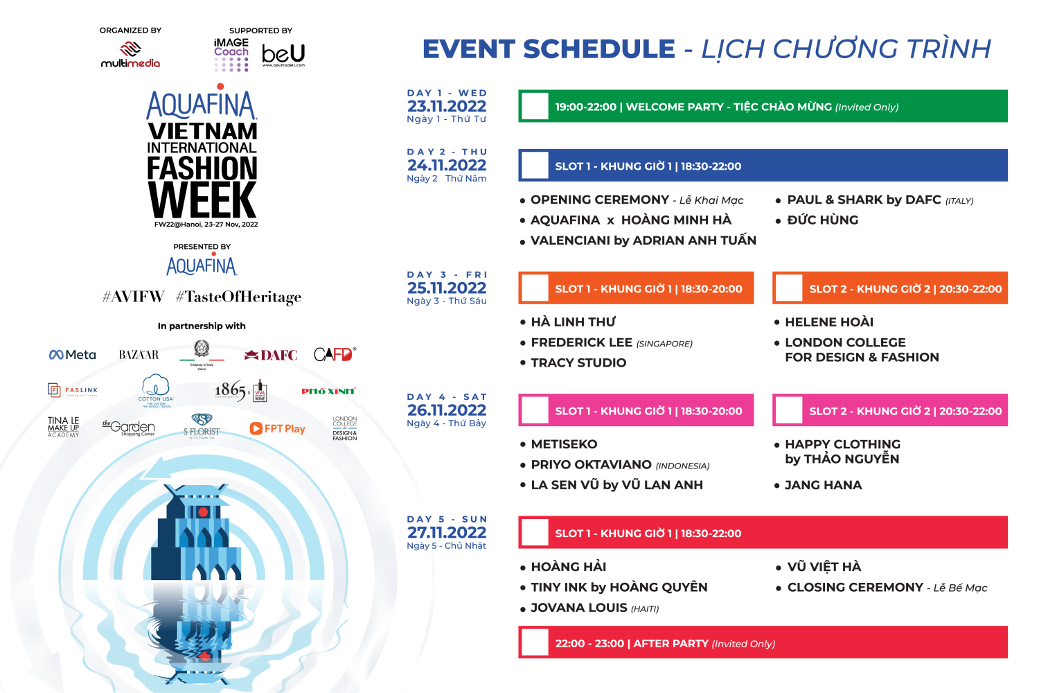 Lịch diễn AVIFW Thu Đông 2022. 